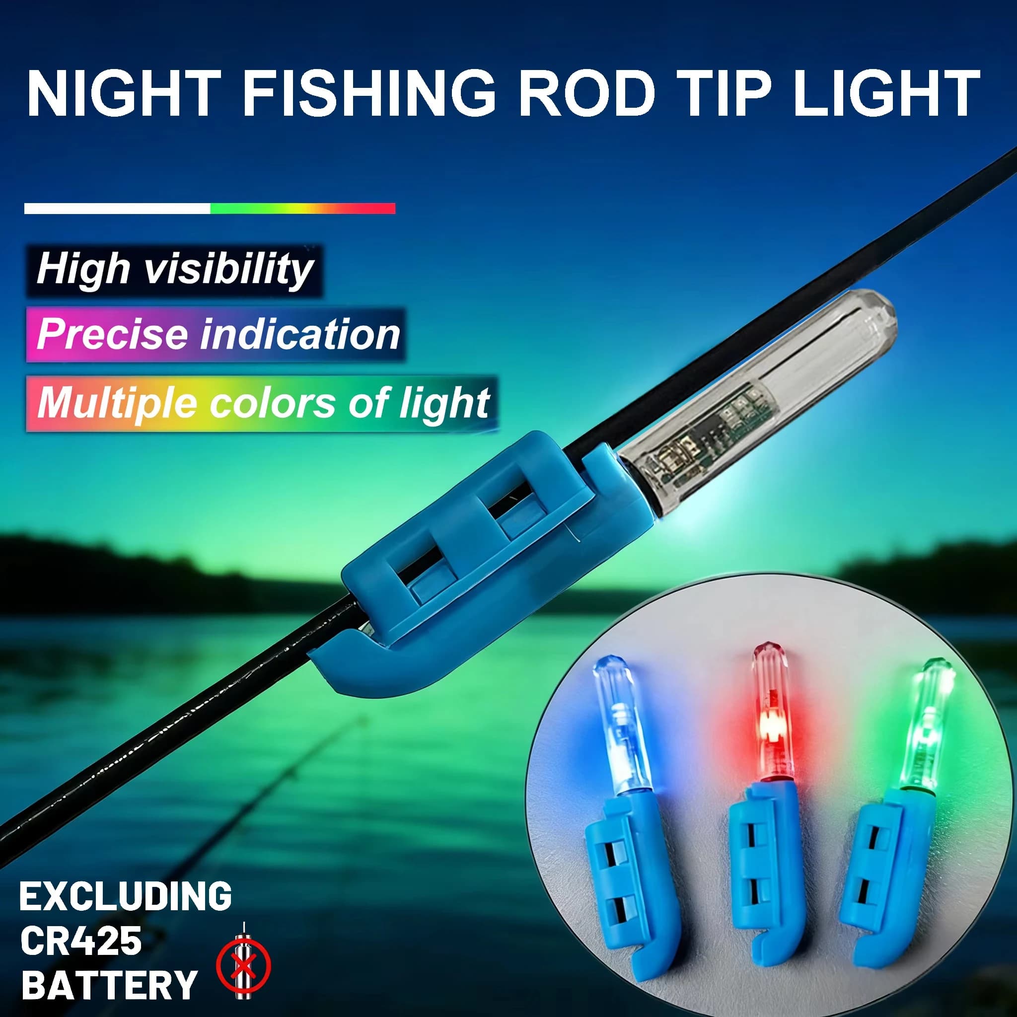 Luce per punta canna da pesca da 2-20 pezzi, allarme per abboccatale, con sensore flash multicolore, adatto per la pesca notturna (batterie non incluse)