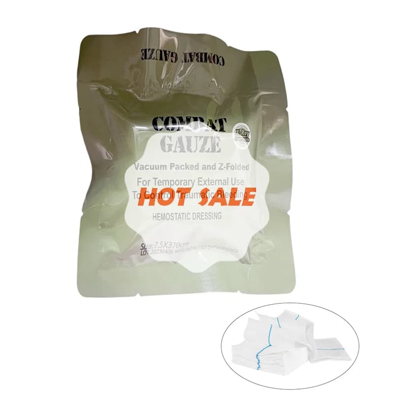 Kaolin Gauze Combat Hemostatic Emergency Trauma Z-Fold Soluble For Ifak Tactical Military First Aid Kit Medical Wound Dressing