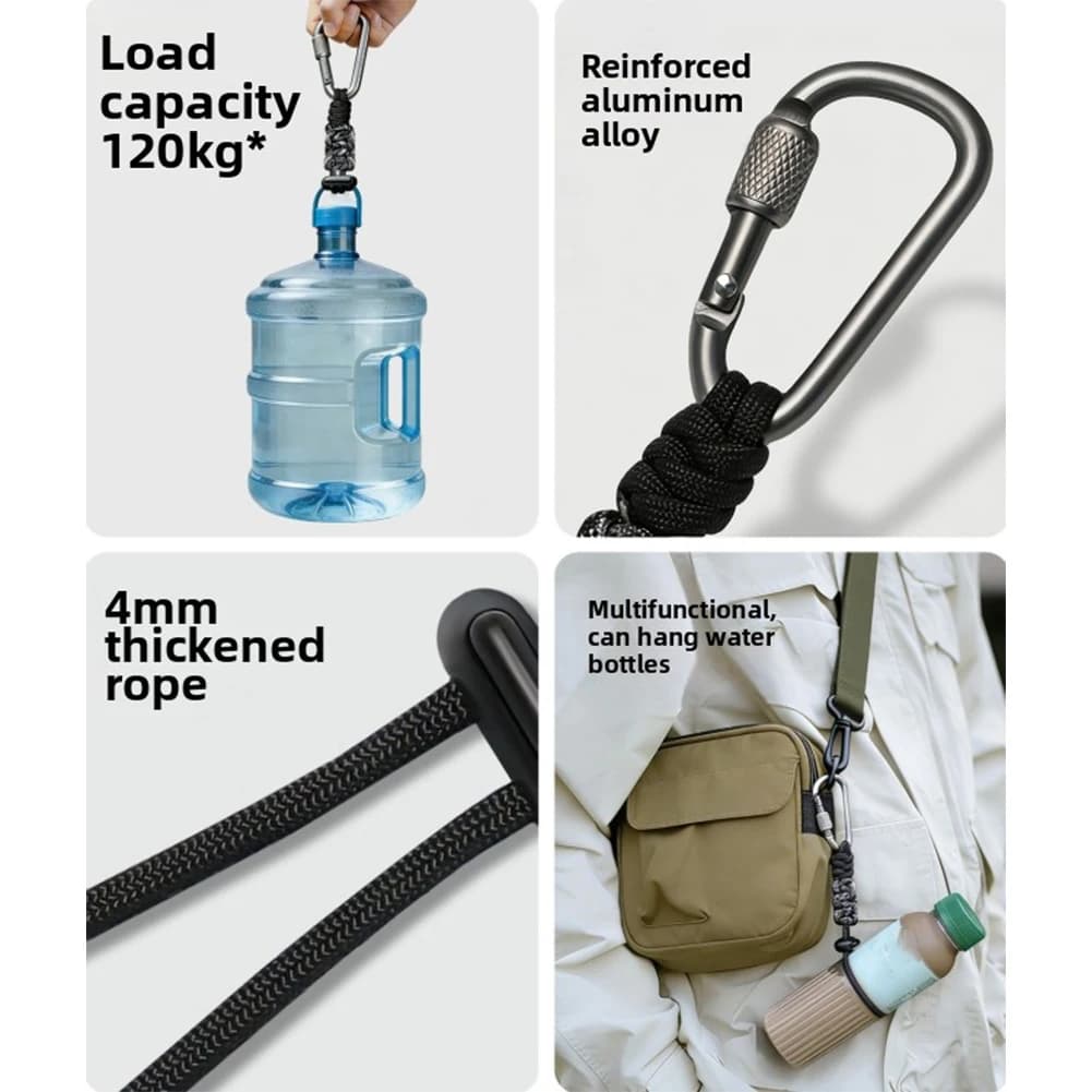 Fibbia per Bottiglia d'Acqua in Lega di Alluminio da 22cm con Chiusura a Molla a Pressione per Borraccia, Zaino Idratazione, Attrezzatura da Campeggio Outdoor, 20g
