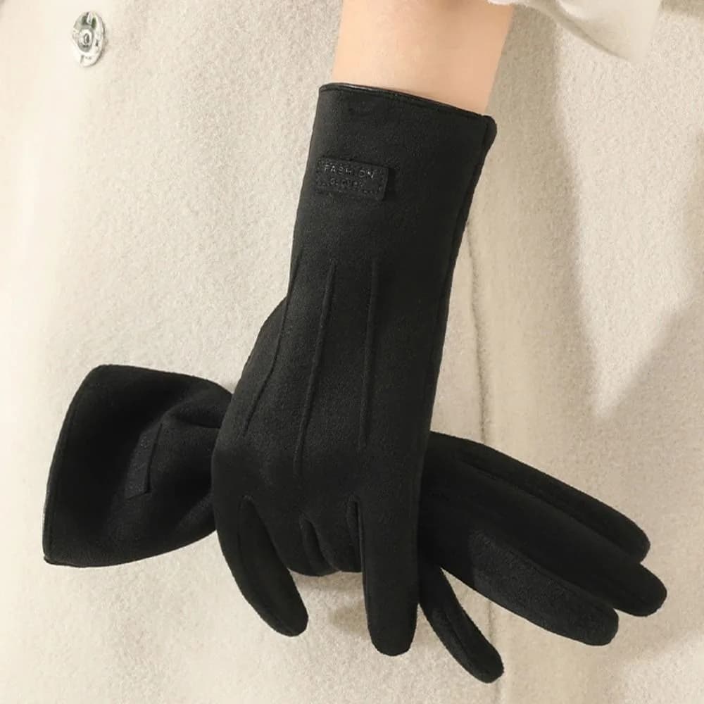 Winter Velvet Winter Cycling Gloves Gift Women Gloves Soft and Thick Leather Gloves Suede Hot Touch Screen Autumn