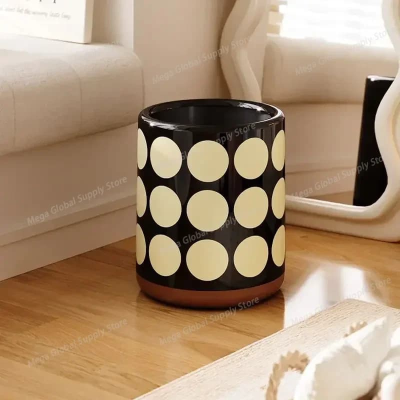 Trash Can Double Layer Large Trash Bin Living Room Modern Wastebasket Bedroom Kitchen Litter Bins Retro Garbage Bin Cleaning