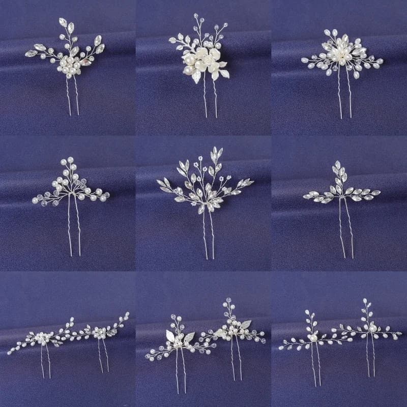 Fermaglio per capelli in argento con cristalli alla moda per donna, fermaglio per capelli con perle per feste, accessori per capelli da sposa, gioielli, regalo.