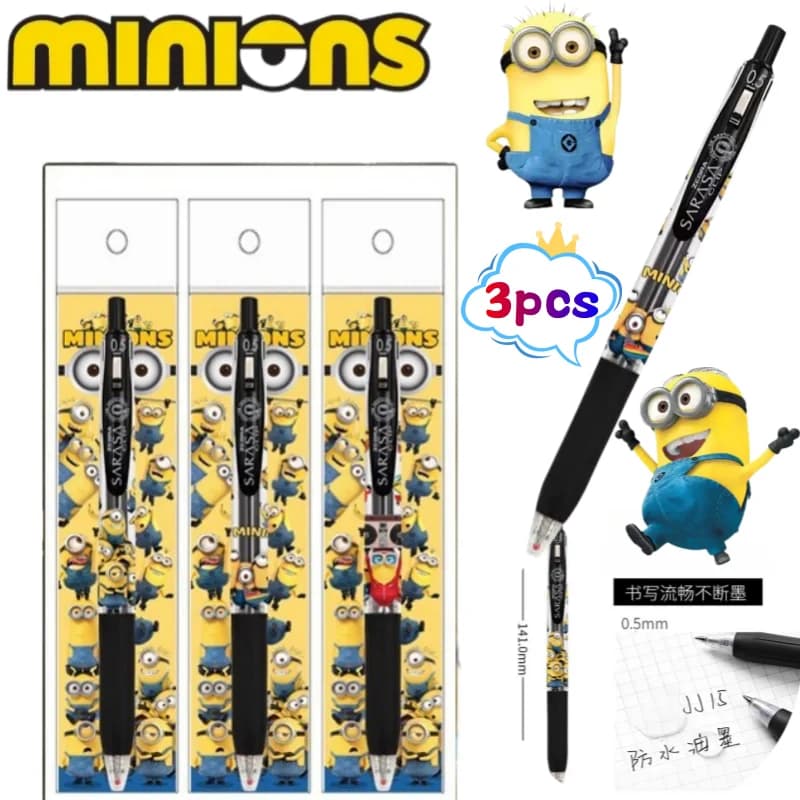 Penne Gel Minions Despicable Me Bob Kevin Dave 3, Penne Creative con Stampa Anime Cartoon, Aspetto Accattivante, Inchiostro Nero a Rapida Asciugatura