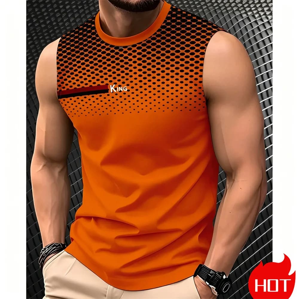 T-shirt senza maniche da uomo, canotte estive, t-shirt da uomo alla moda, top sportivi traspiranti, gilet casual da uomo con scollo rotondo