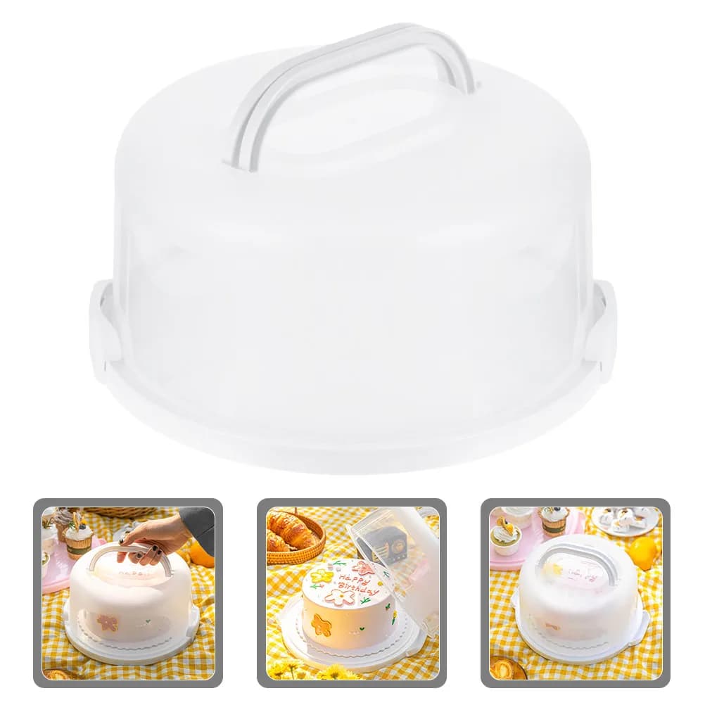 Scatola per torte rotonda da 10 pollici, riutilizzabile, in PP per alimenti, con maniglia e chiusura ermetica, per trasporto torte, ideale per feste di compleanno e confezionamento di prodotti da forno.
