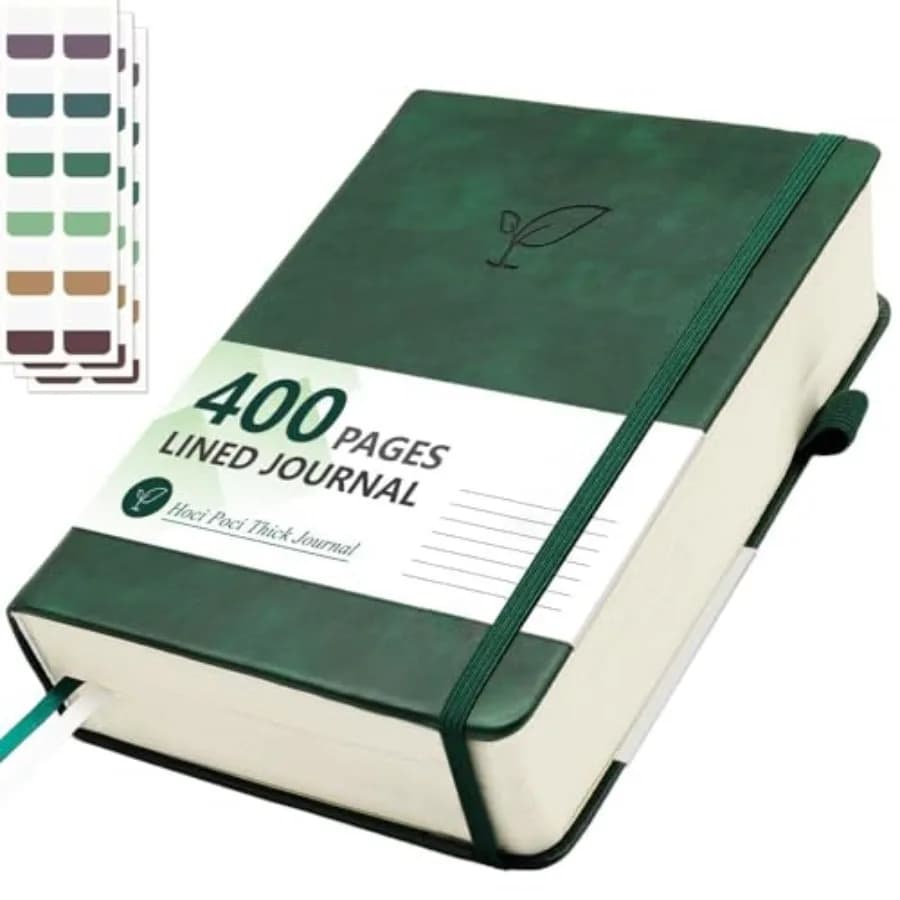 Lined Journal Notebook, 400 Pages Thick Journal for Writing, A5 Hardcover Leather Notebook with 100Gsm College Ruled Paper for