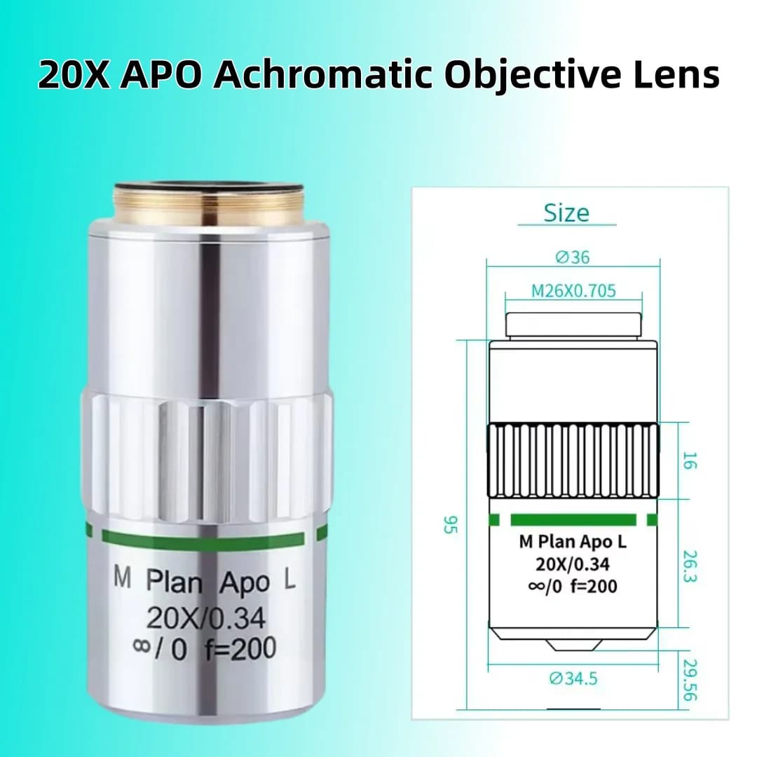 20x APO Microscopio Obiettivo Obiettivo Piano Metallografico-Acromatico Apochromatico con Distanza di Lavoro Ultra Lunga