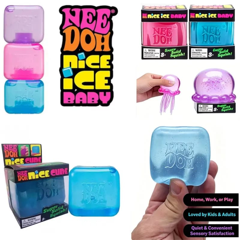 OFFERTA SPECIALE --Nee Doh Jellyfish & Cube blind box Squish Toy, Giocattolo morbido antistress in gelatina, Giocattolo sensoriale per bambini e adulti