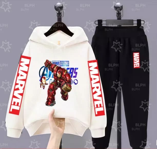 Set di felpe con cappuccio per bambini Marvel Avengers, tuta sportiva, abbigliamento alla moda per bambini