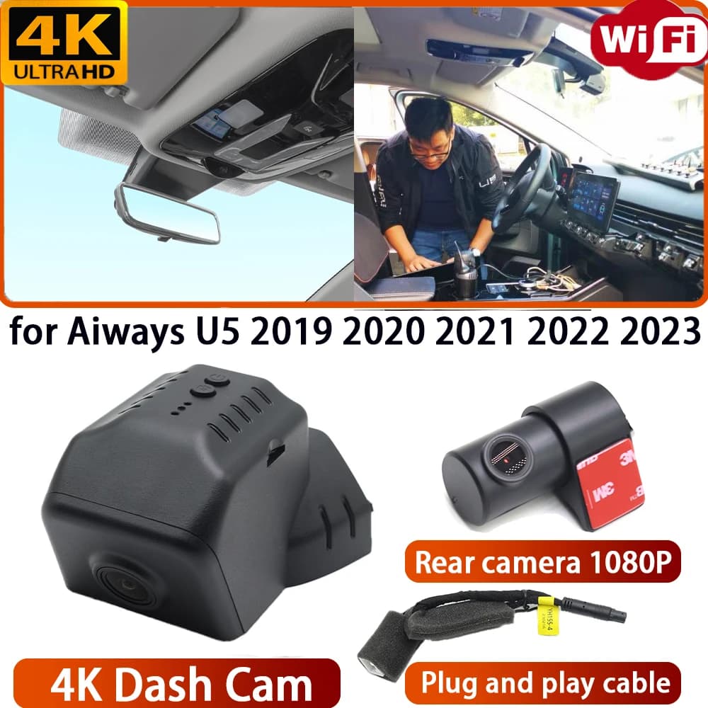 for Aiways U5 2019 2020 2021 2022 2023 Video Recorder 4K DVR Dash Cam Wifi Front Rear OEM Camera 170° Wide Angle Night Vision