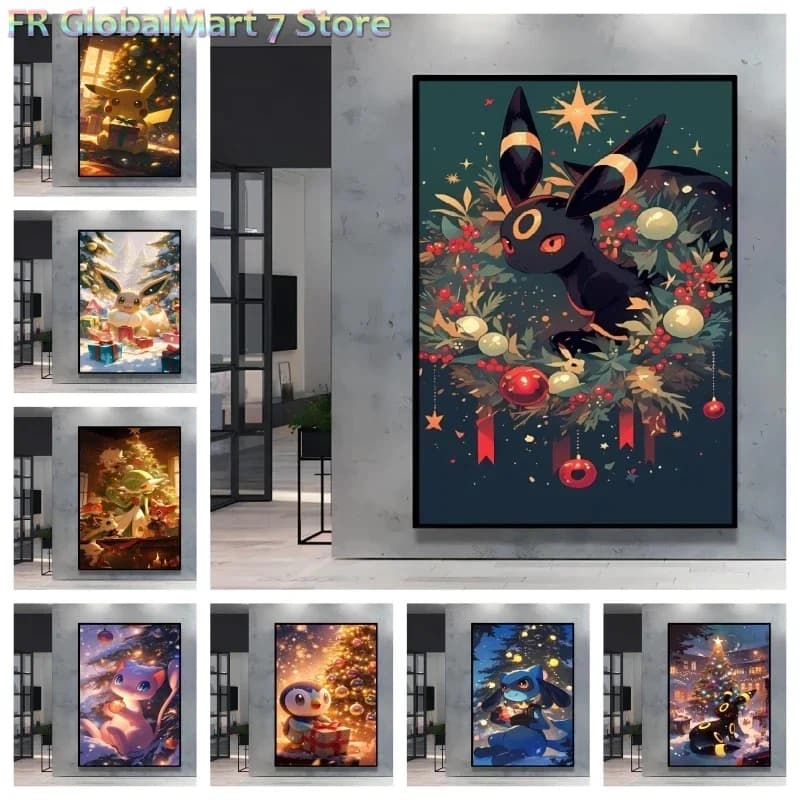 Diamond Painting Cross Stitch Pokemon Anime Diamond Painting Pikachu Posters Cartoon Characters Home Living Room Children's Be