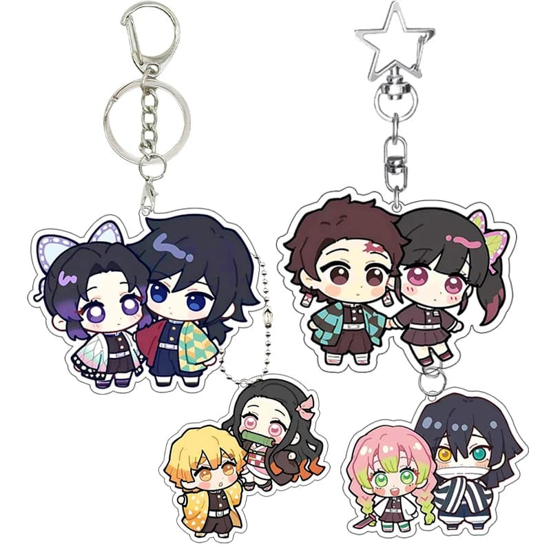 Portachiavi in Acrilico con Personaggi Anime di Moda: Kochou Shinobu, Nezuko, Tsuyuri - Gioielli, Ornamenti, Ciondoli per Zaino, Regali