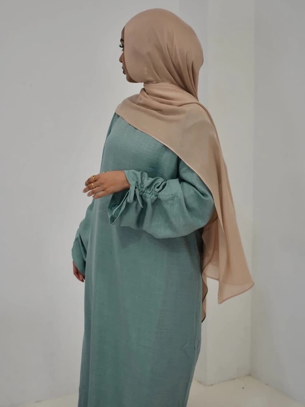 Eid Donna Abito modesto Abaya Manica a corda Caftano musulmano Abito Marocco Dubai Caftano Islam 2025 Abiti Largos Jalabiya Ramadan
