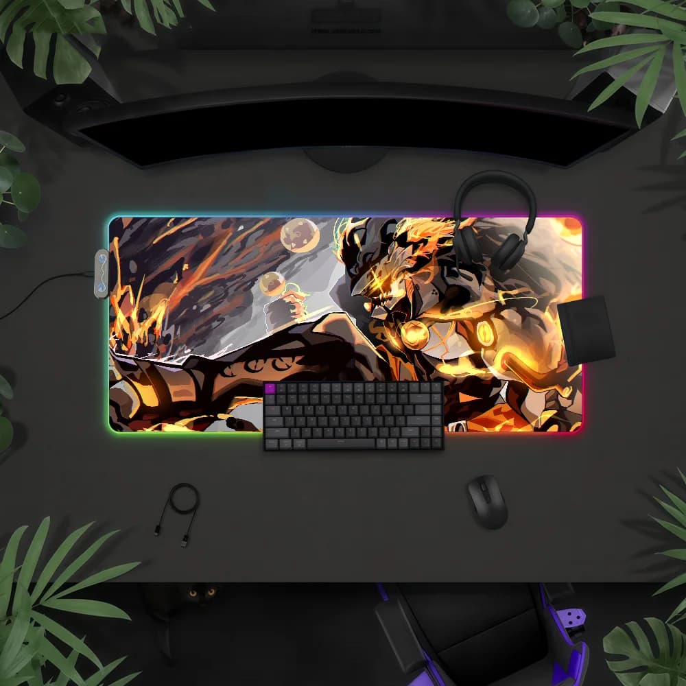 Tappetino per Mouse da Gioco ZZZ Banyue con Luce LED RGB, Copertura Antiscivolo per Tastiera, Superficie Impermeabile