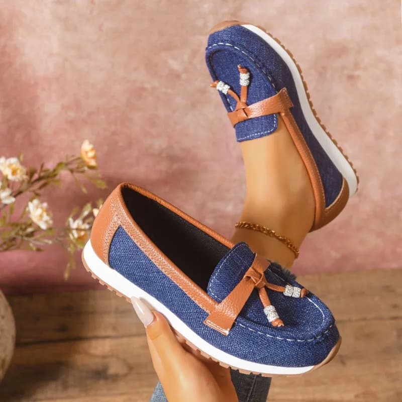 Spring Autumn Retro Style Casual Women's Sneakers Thick Soled Comfort Loafers Fashion Bow Decor Round Toe Women Shoes Tenis