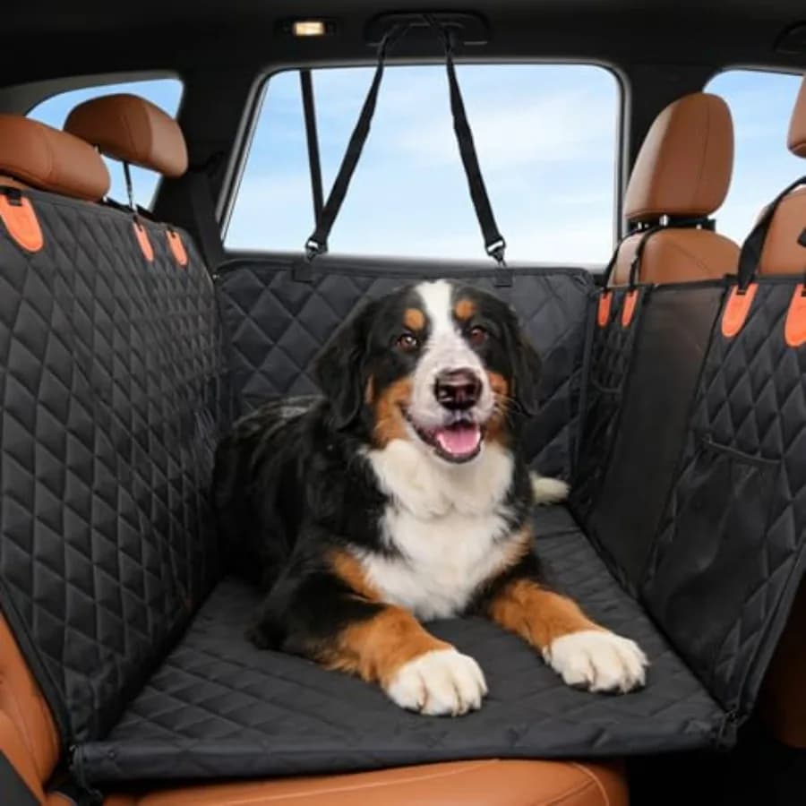 Coprisedile per Auto per Cani con Fondo Rigido - Antiscivolo, Impermeabile, Resistente ai Graffi, Amaca Portatile per Cani in Nero per Auto
