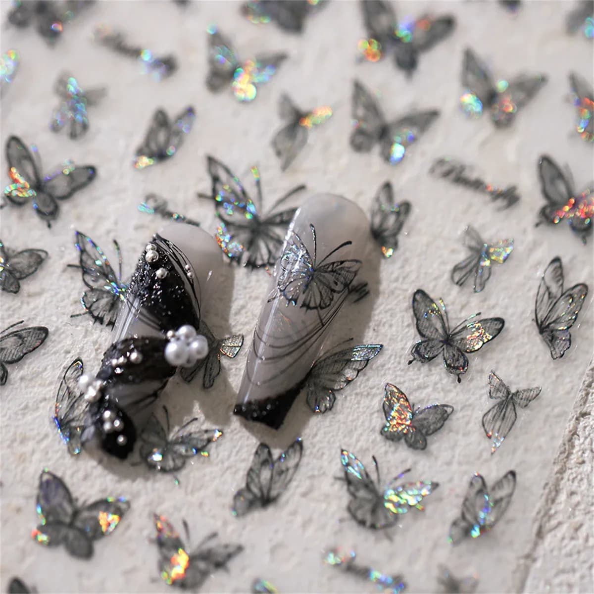1 pz 5D giapponese farfalla nera adesivi per nail art glitter lucido kawaii autoadesivo decorazioni per manicure strumento decalcomanie accessorio