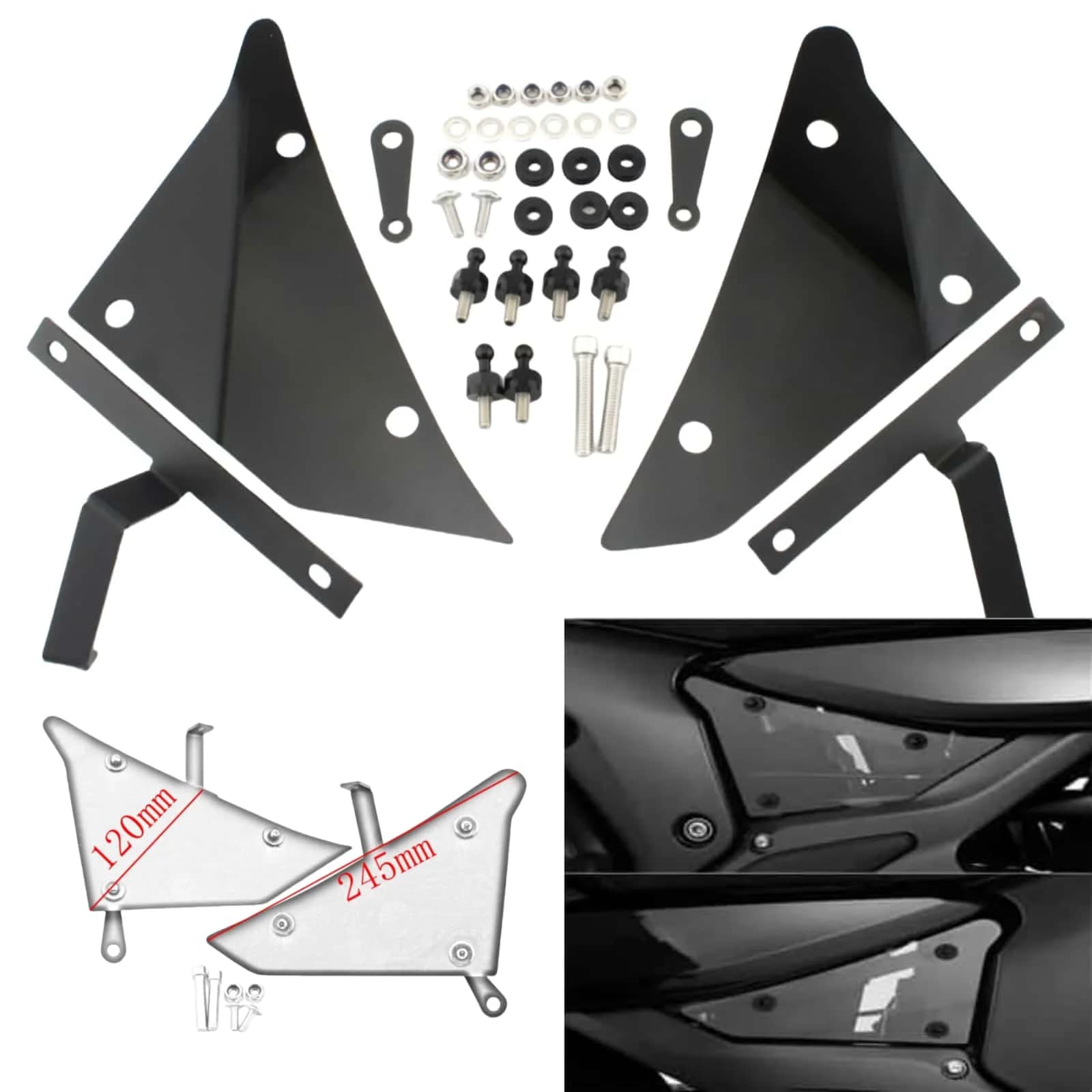 Kit Carene Laterali Nere Lucide per BMW K1600 Grand America 2018-2022, Copertura Serbatoio e Telaio Motore