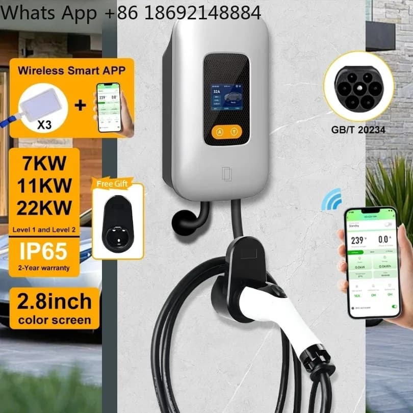 Stazione di Ricarica EV 32A GBT 22KW Trifase, Caricatore per Auto Elettriche 7KW 11KW EVSE Wallbox con Controllo APP e Cavo da 5m