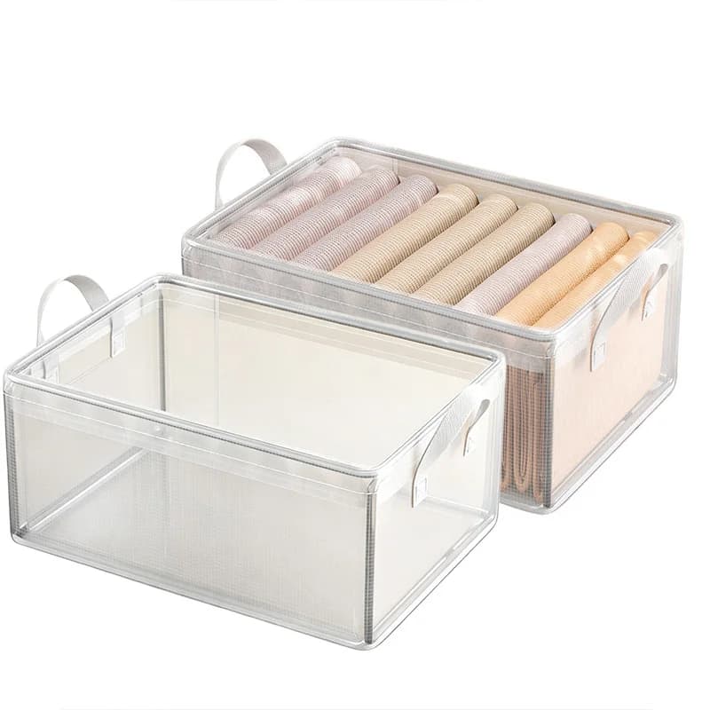 5PCS Transparent Storage Box PVC Solid Steel Frame Waterproof Underwear Storage Basket Suitable for Home and Dormitory Use TMZ