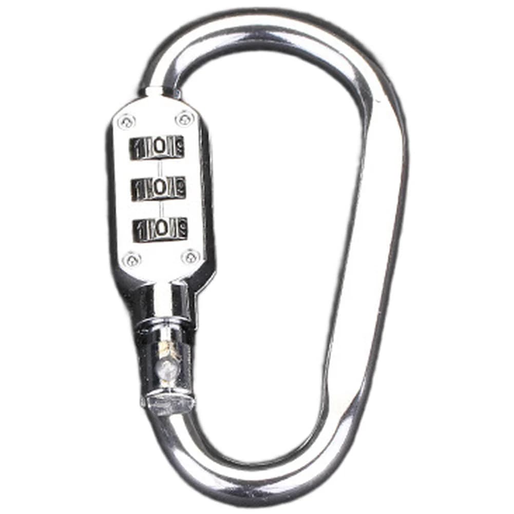 Aluminum Alloy D Shape Carabiner Hook 3 Digit Resettable Password Lock For Travel Backpack Helmet Bike Basket Gym Locker Gear