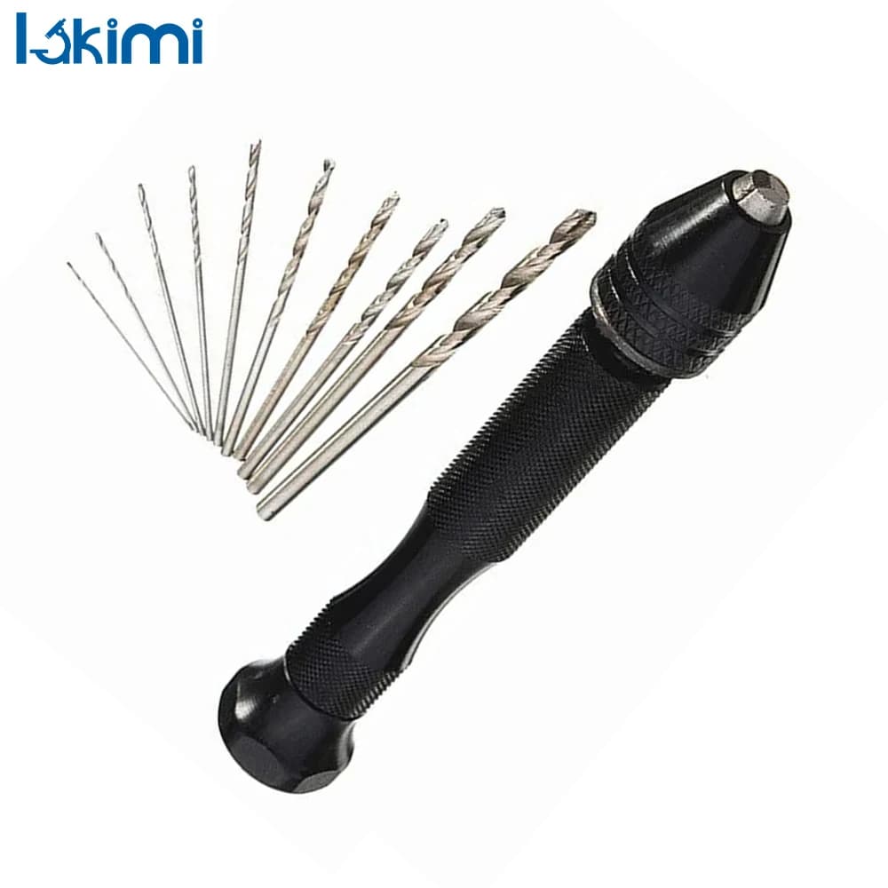 Mini set di punte elicoidali manuali da 10 pezzi per torsione rotativa di pasta fritta, lavorazione del legno e strumenti di perforazione di fori per legno LK-AA25