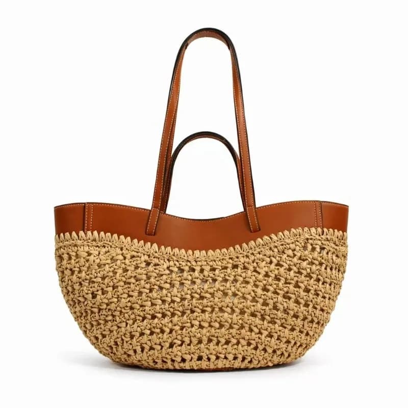Borsa tote casual in tessuto dal design di nicchia, nuova borsa intrecciata a strati, borsa da spiaggia estiva, borsa a tracolla singola