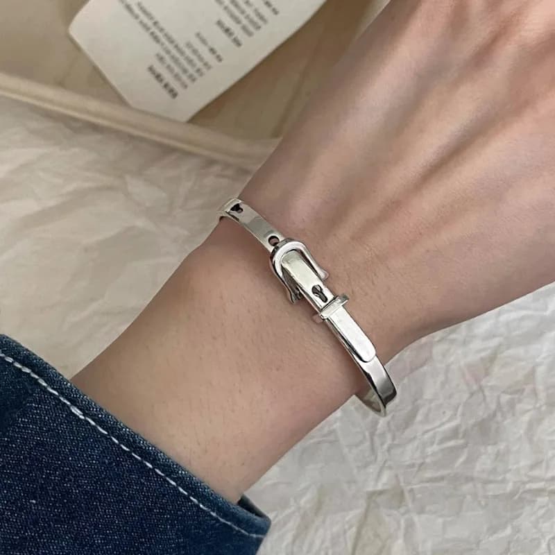 Nuovo braccialetto punk vintage con cintura metallica in argento sterling 925 per regalo di gioielli di moda ragazza donna Dropship all'ingrosso
