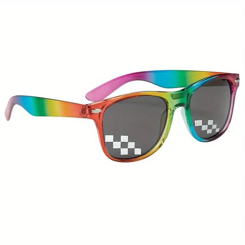 Sunglasses Mosaic Rainbow Fashion, Decorative Glasses with Camera for Men and Women, for Sports, Holidays, Holidays, Travel, Guide, Photo Accessories