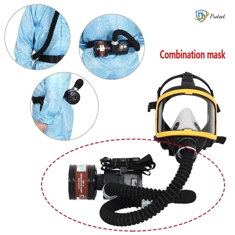 Pompa elettrica elettrica per maschera a pieno facciale, respiratore elettrico per spruzzatura di vernice industriale, maschera antigas portatile, flusso costante