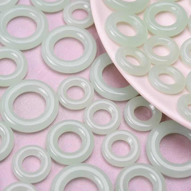 30 pcs/lot green light fabric round glass ring mounted on car pendants with diy pendants for creating jewelry craft accessories supplies