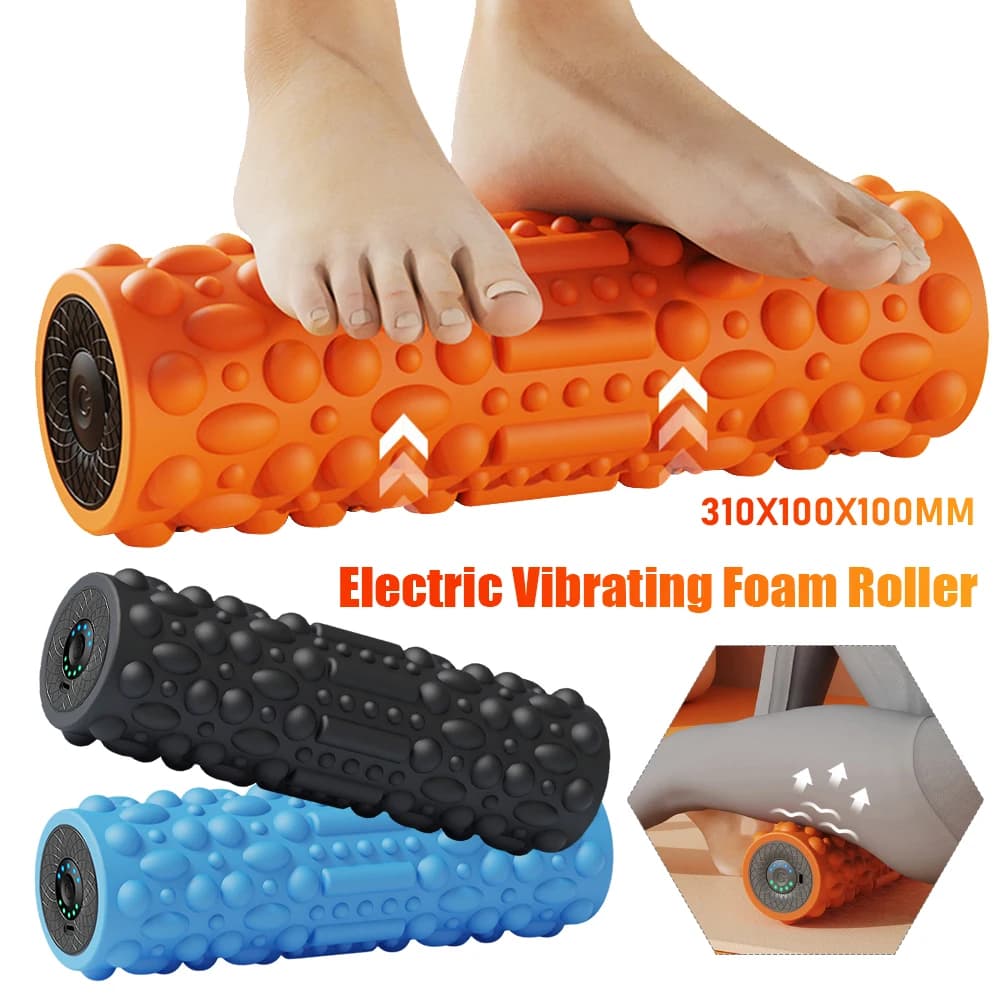 Rechargeable Exercise Rollers with Massage Column with Electric Vibration Roller for Massage for Muscle Relaxation for Yoga, Pilates