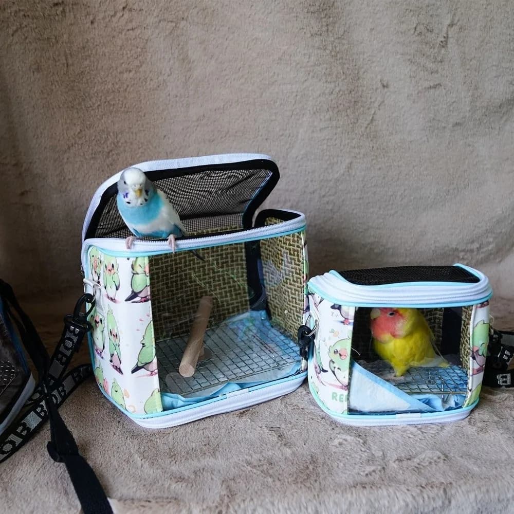 New Nylon Small Pet Carrier Bag Breathable Cute Pattern Parrot Carrying Bag Multi-size Top Opening Outdoor Bird Pouch Travel Use