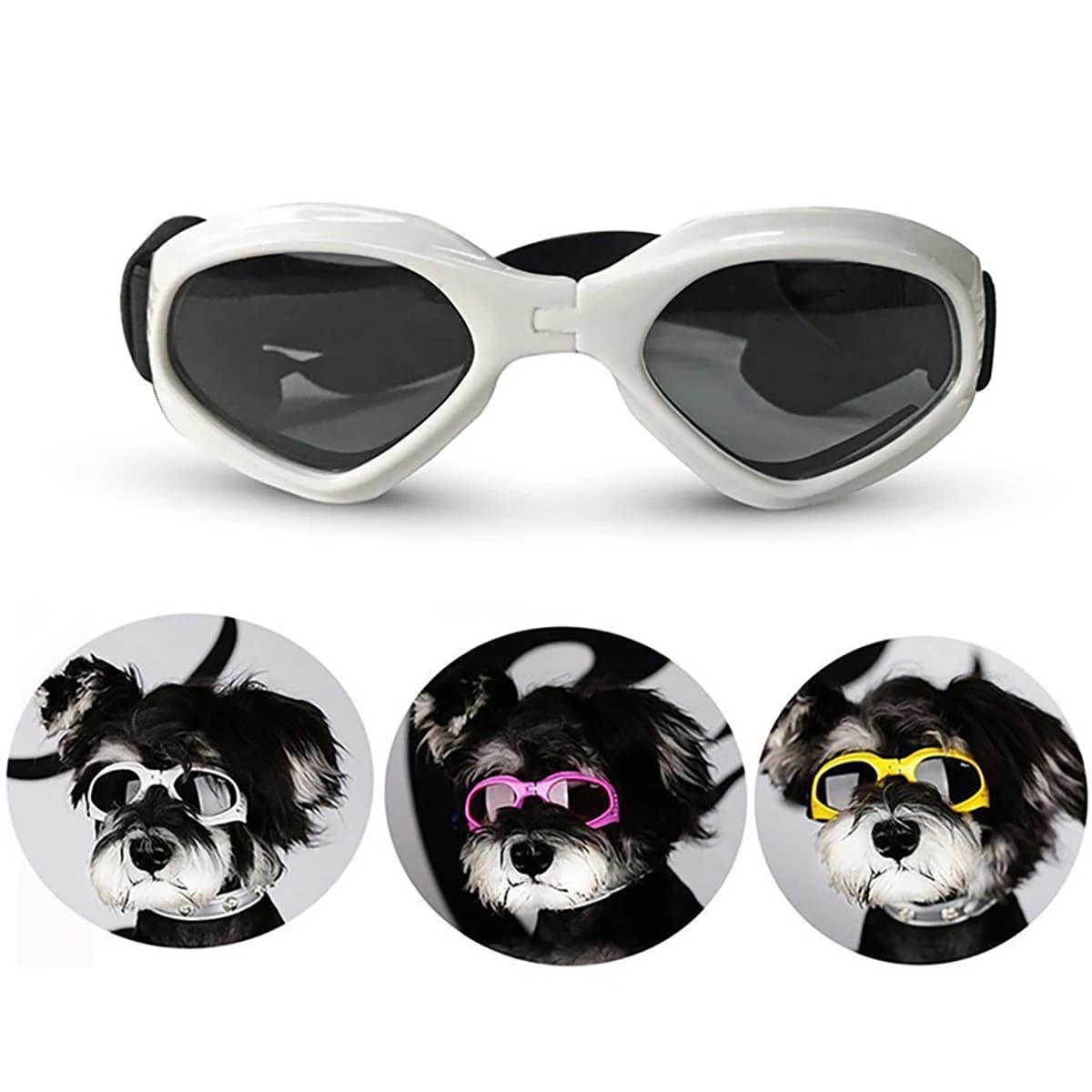 Sunglasses for UV-proof dogs, pet glasses with adjustable wind and anti-sand strap for outdoor swimming cars (read 38 g)