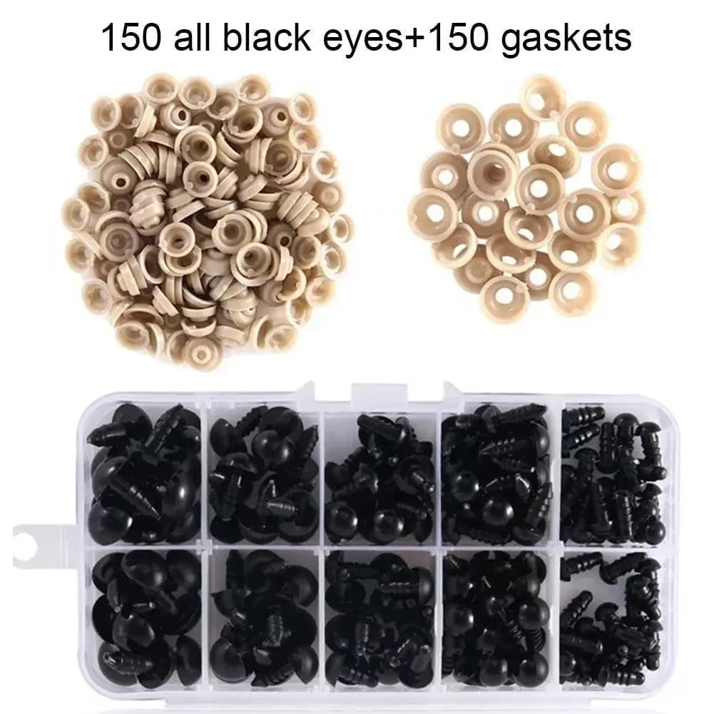 150 pezzi 6-12mm accessori per bambole bulbo oculare occhi di sicurezza in peluche di plastica nera per bambole artigianali all'uncinetto giocattolo di peluche