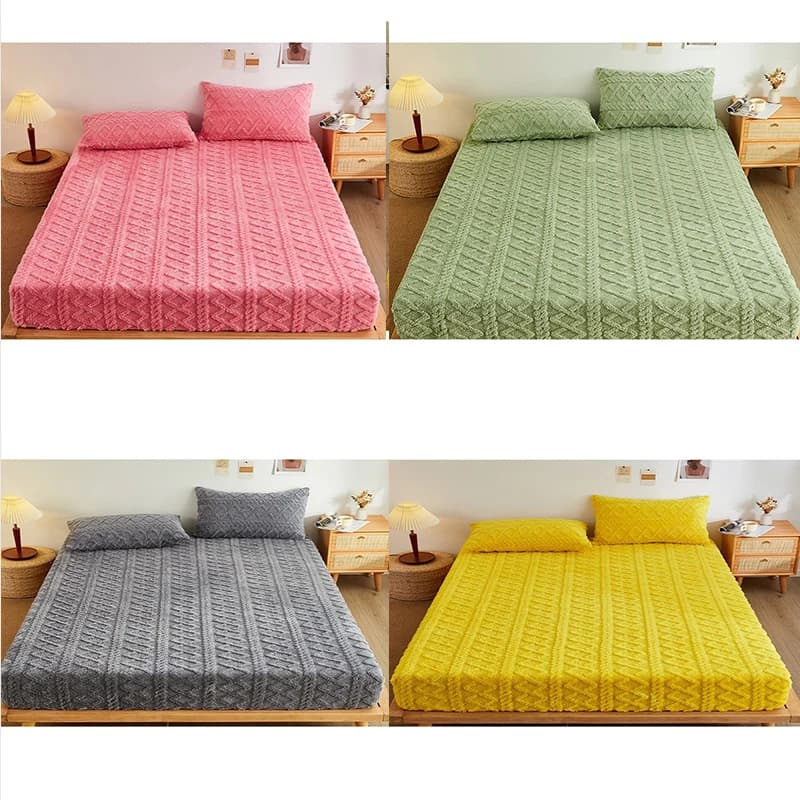 Coral Velvet Cord Covers Velvet Velvet Cover Protective Mattress Winter Bed Covers in Plush
