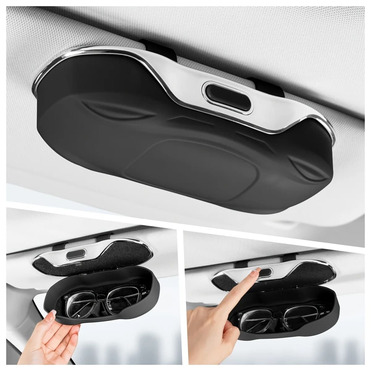 Portaocchiali da sole per auto, custodia portatile per occhiali da guida, portaocchiali da sole per visiera auto