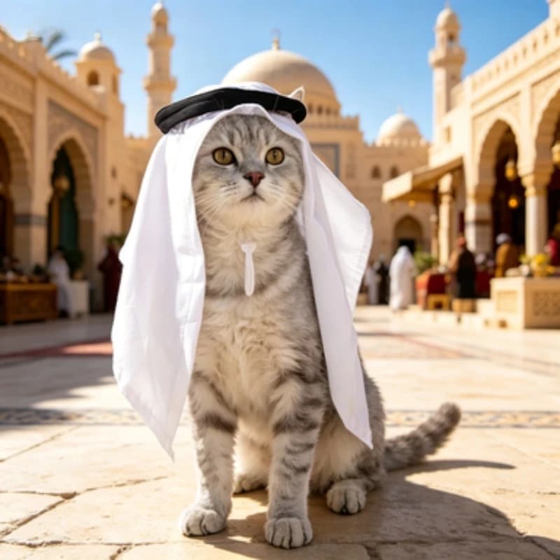Middle Eastern Themed Pet Decorative Head Scarf Adjustable Soft Turban Headwear for Small Dogs Cats Holiday Party Dress Up