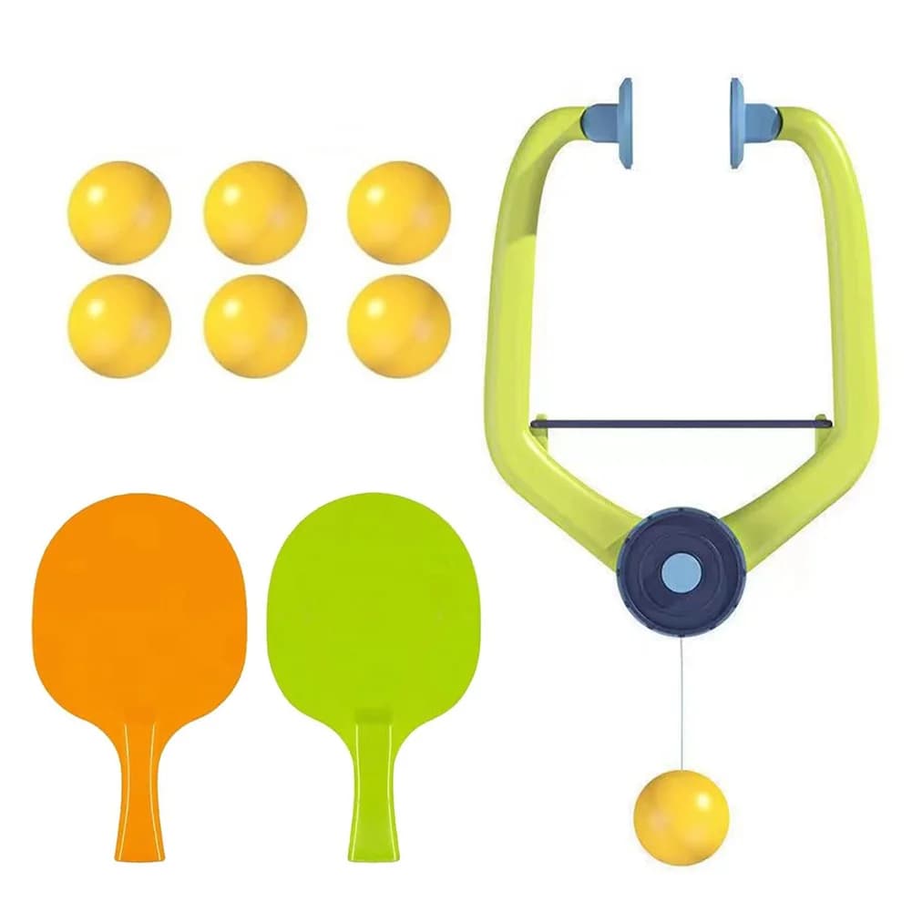 Door Pong Game with Racket and Balls Indoor Table Tennis Self-training Set Adjustable Portable Table Tennis Exerciser for Kids