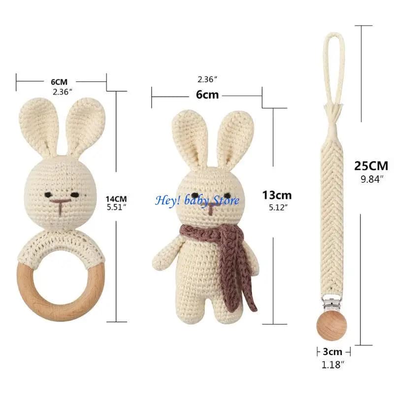 Q1Fe Clip set clip set intrecciato a catena anello coniglio in legno con accessori per ciucini da baby beech baby
