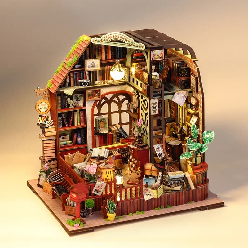 Mini casa delle bambole in legno fai-da-te fatta a mano puzzle 3D assemblaggio modello di costruzione giocattoli decorazione della camera da letto di casa per regali di Natale casa delle bambole