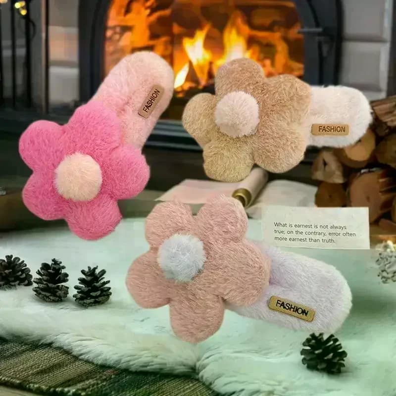 Fermaglio per capelli in peluche con fiore grande autunno inverno per donna, dolce e carino, parte posteriore della testa, forcina, accessori per capelli
