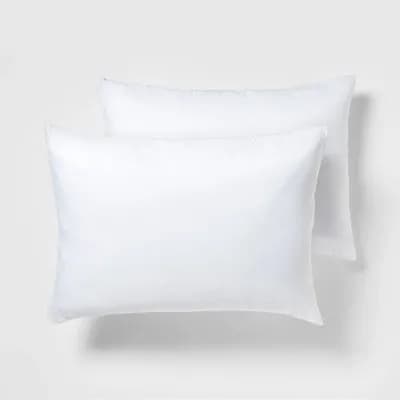 Standard Queen Soft Zippered Machine Washable Pillow Protector- 2 Pack- White: 100% Polyester, Oeko-Tex Certified for Home