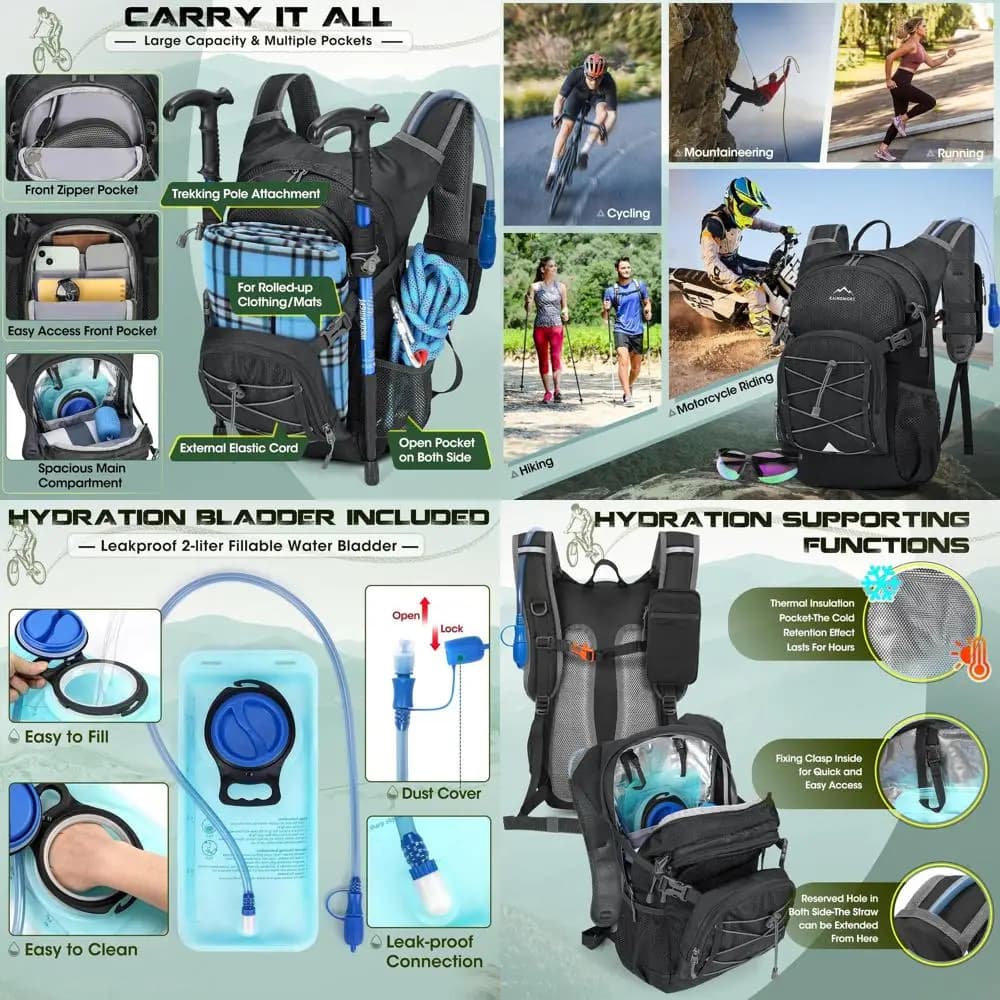18 litre compact water backpack for outdoor adventures: ideal for hiking, running and cycling