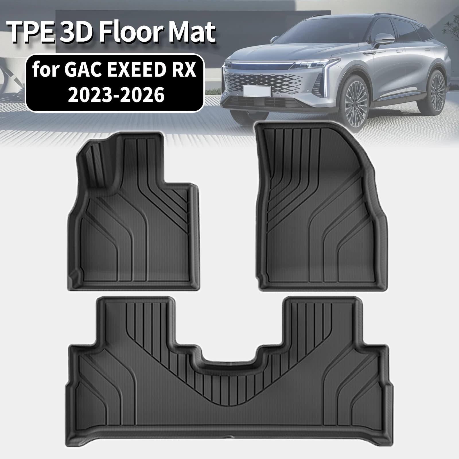 for EXEED RX Fuel 2023 2024 2025 2026 LHD TPE Car Floor & Trunk Mats, All-Weather Waterproof (Not For RHD)