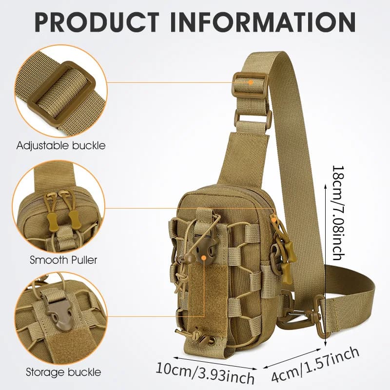 Military Tactical Shoulder Crossbody Water Bottle Bag with Phone Pocket MOLLE System Outdoor Hiking Waist Pack Men‌ Hydration
