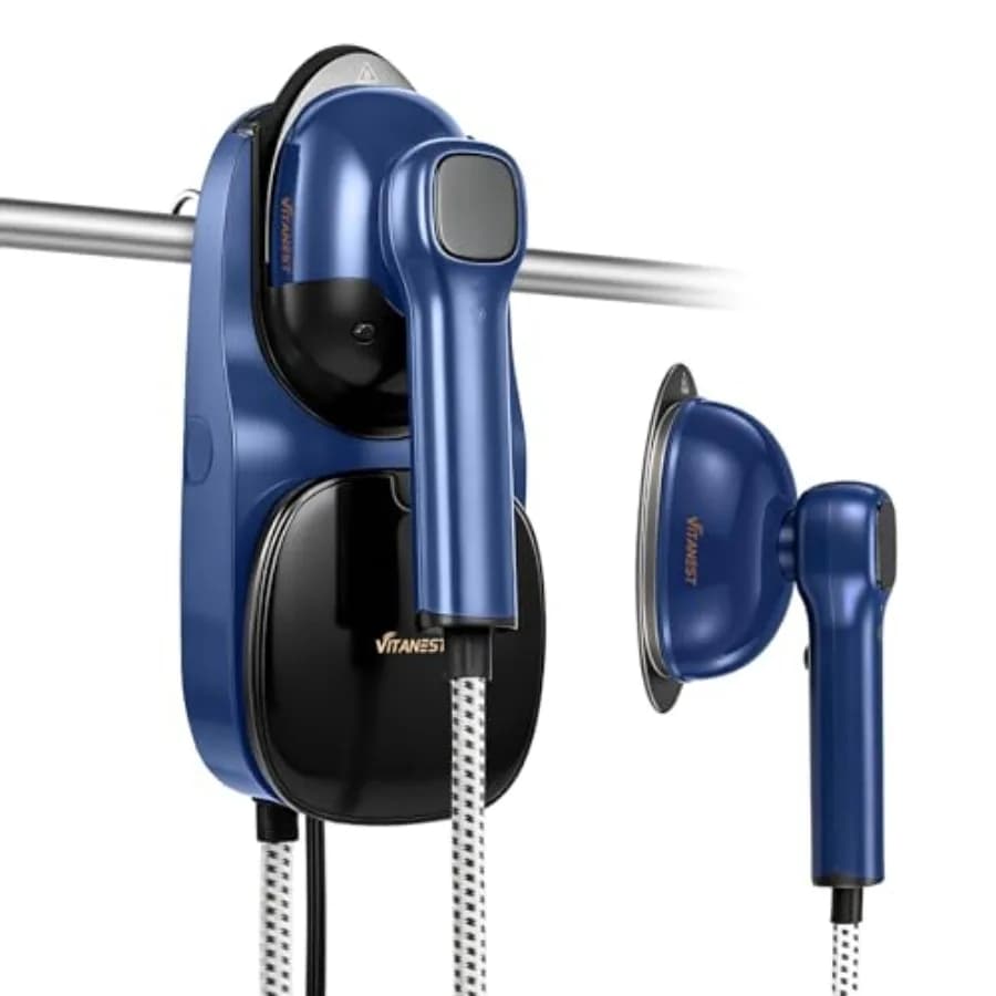 Ferro da Stiro a Vapore 2-in-1 per Vestiti con Riscaldamento Rapido, Mini Stiratore Portatile per Stiratura Verticale e Orizzontale, Potente Vapore