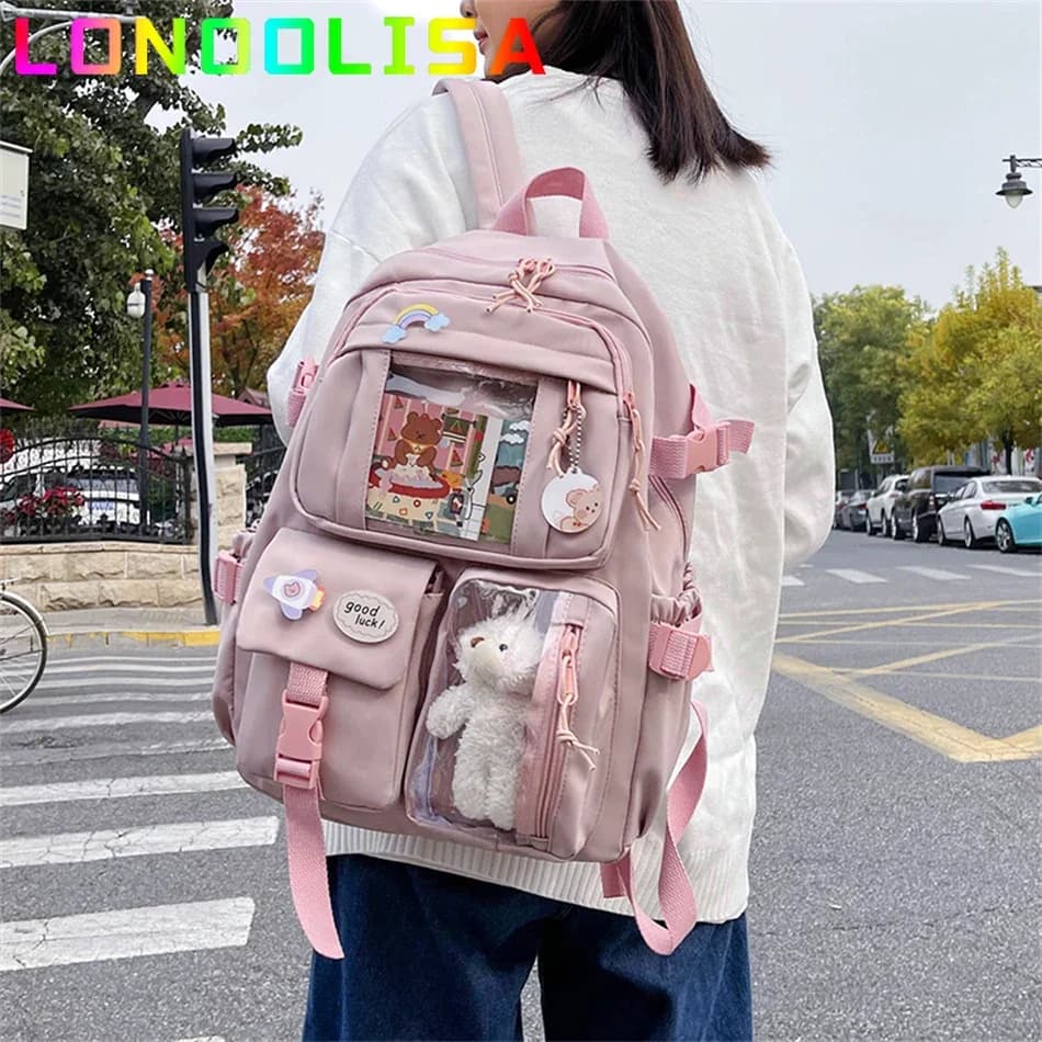 Zaino da donna carino zaini da scuola in Nylon multitasche impermeabili per studenti ragazze femminili pacchetto di libri per Laptop Kawaii Mochilas