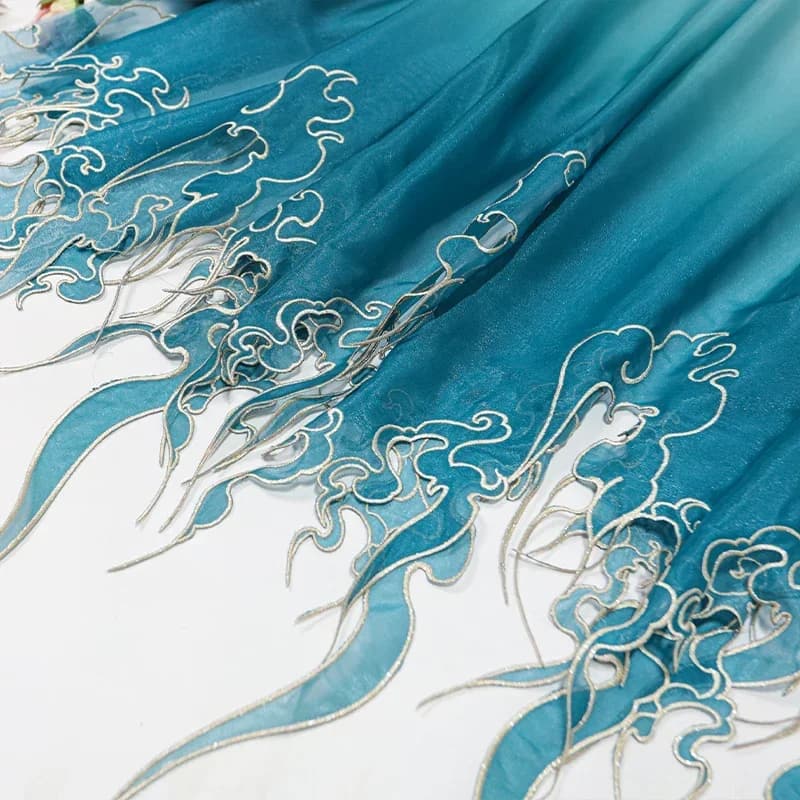 Chinese Style Embroidery Fabric for Hanfu Fai-da-Te Dresses, Scene Costumes, Bridal Dresses, Sartoria Fabric