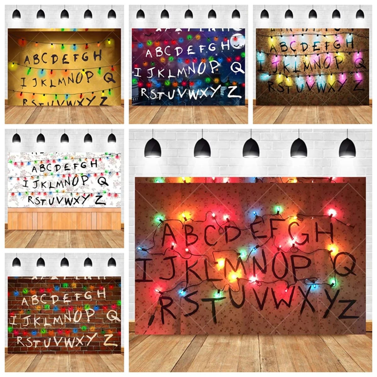 Stranger Theme Lettera luminosa String Light Sfondo Panno Decorazione per feste Forniture Puntelli per foto Regalo per bambini Compleanno Festeggia